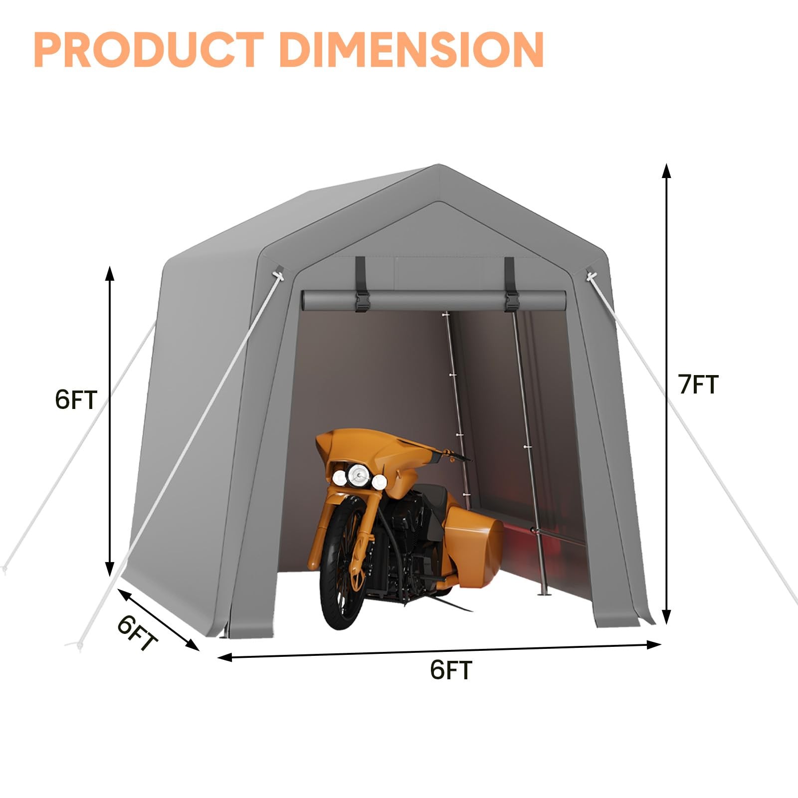 6x6/6x8/7x10/7x12/10x10 FT Outdoor Portable Waterproof &UV-Resistant Garage Bike
