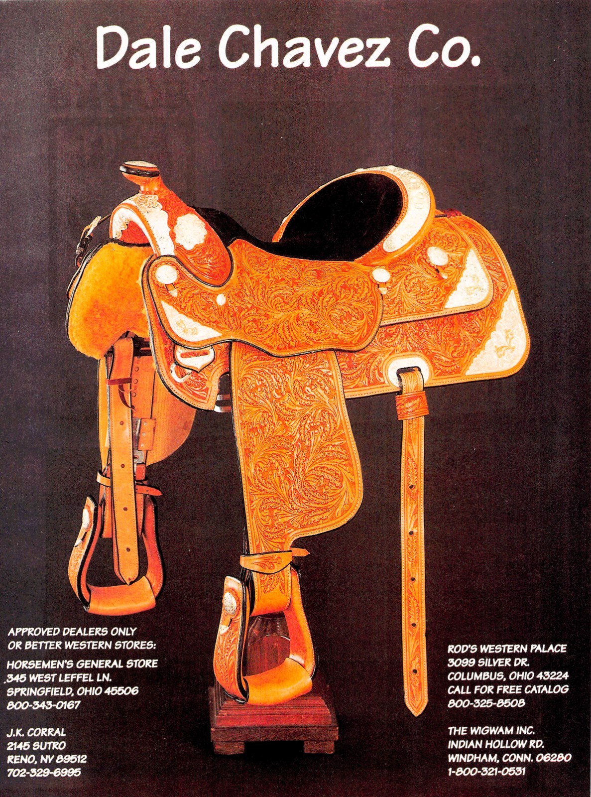 Dale Chavez Tooled Leather Show Saddle Rod\'s Western Palace Columbus OH Print Ad