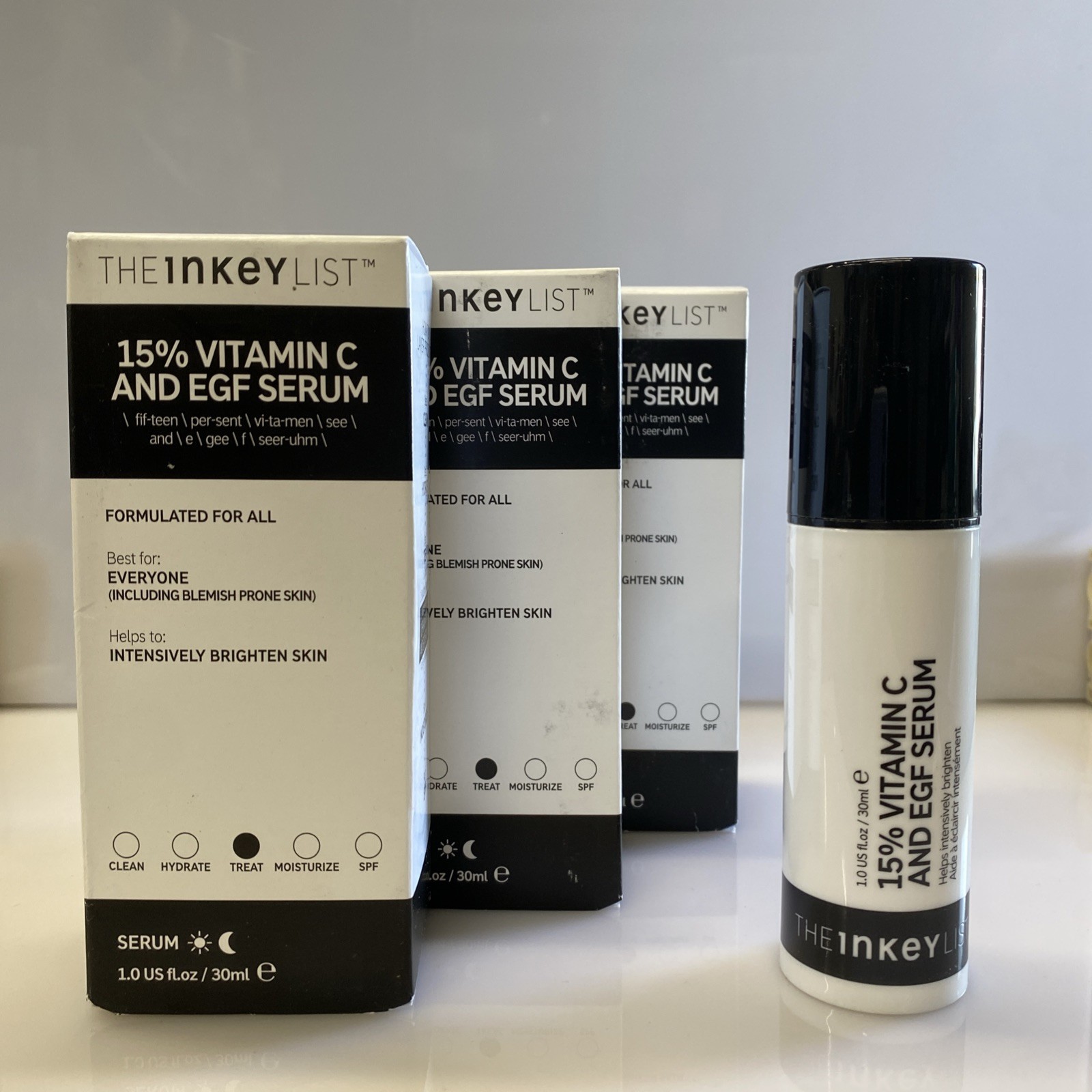 3 X The Inkey List 15% Vitamin C & EGF Serum 30ml each 3 X The Inkey List 15% Vitamin C & EGF Serum 30ml each