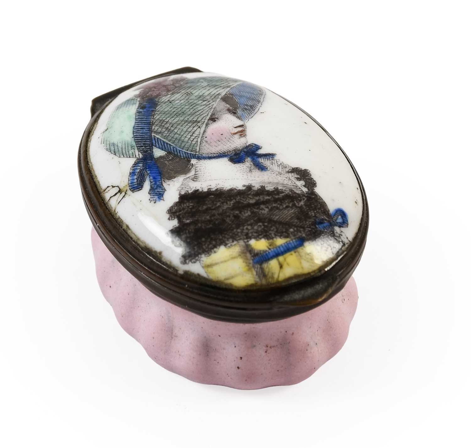 Rare Antique South Staffordshire Bilston enamel portrait snuff patch box Rare Antique South Staffordshire Bilston enamel portrait snuff patch box