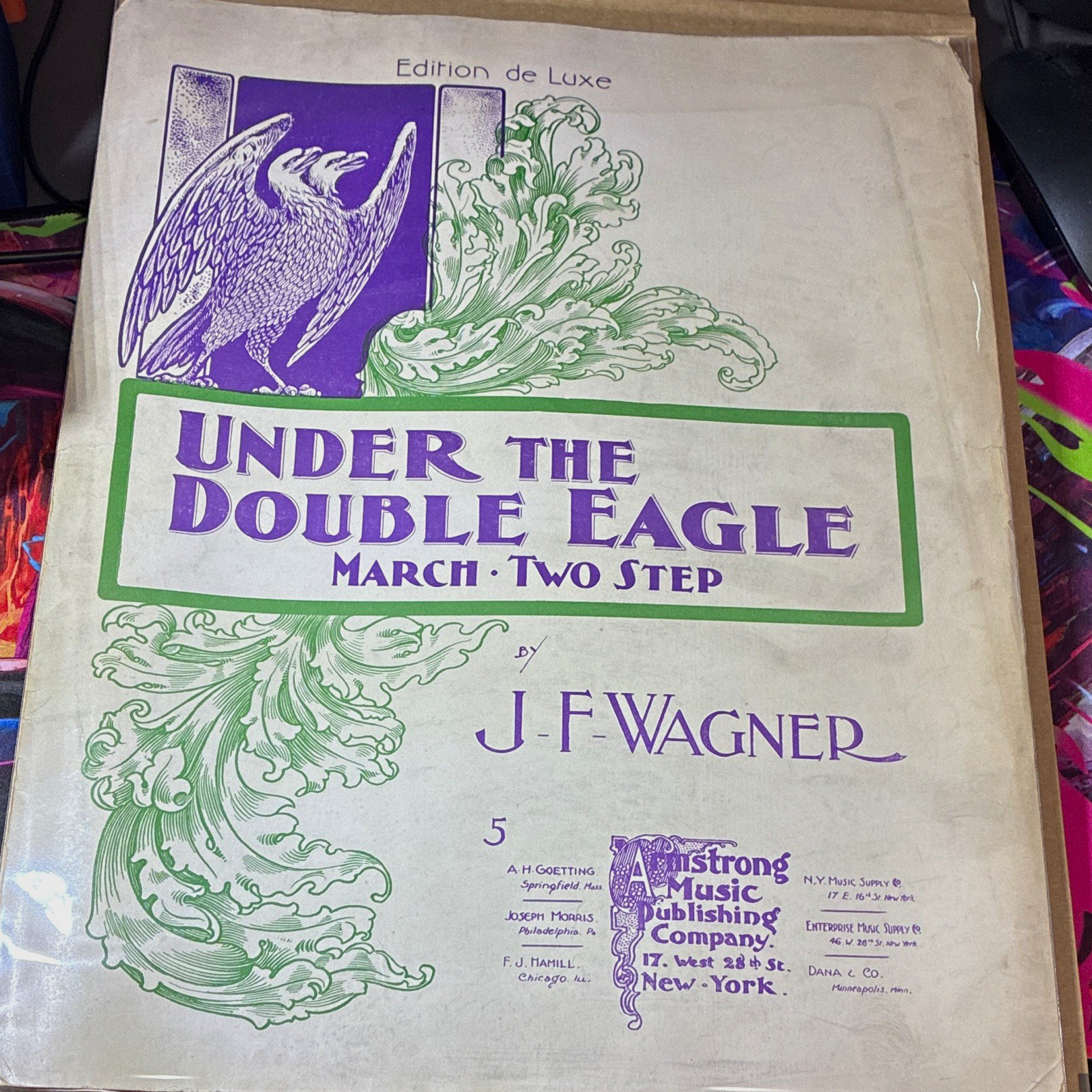 Antique Sheet Music Under The Double Eagle JF Wagner March Edition de Luxe 