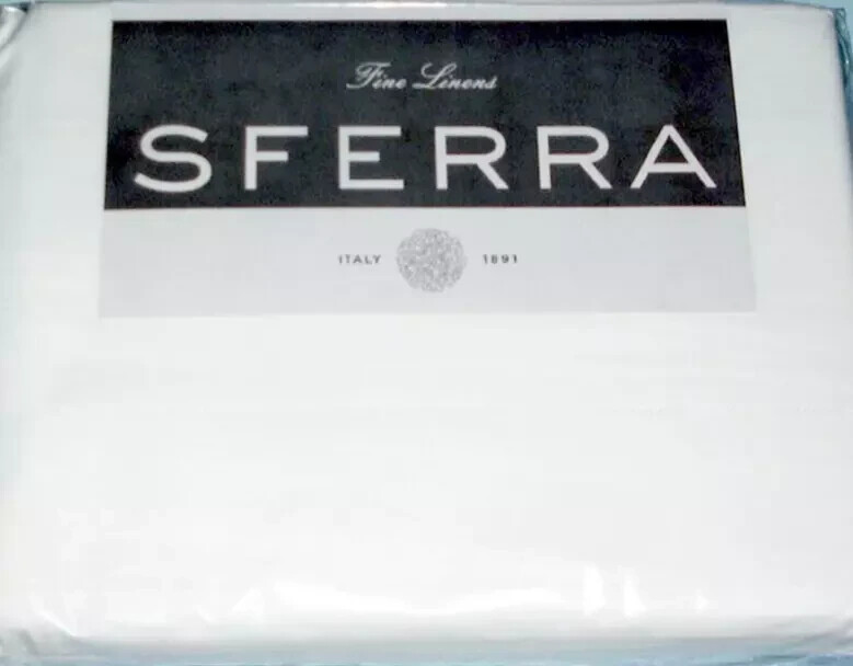 Sferra Leonardo White Twin Sheet Set 3PC Solid 100% Cotton Percale Italy NEW