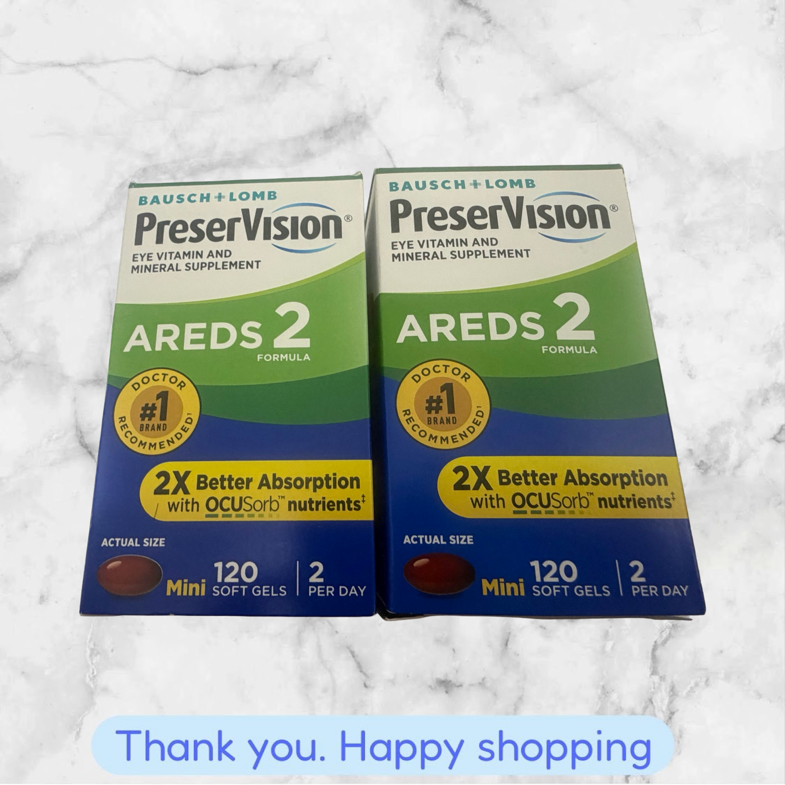 LOT OF 2 PreserVision AREDS 2 + Minivitamin 120 Softgels Each EXP2027+ NEW SHIP