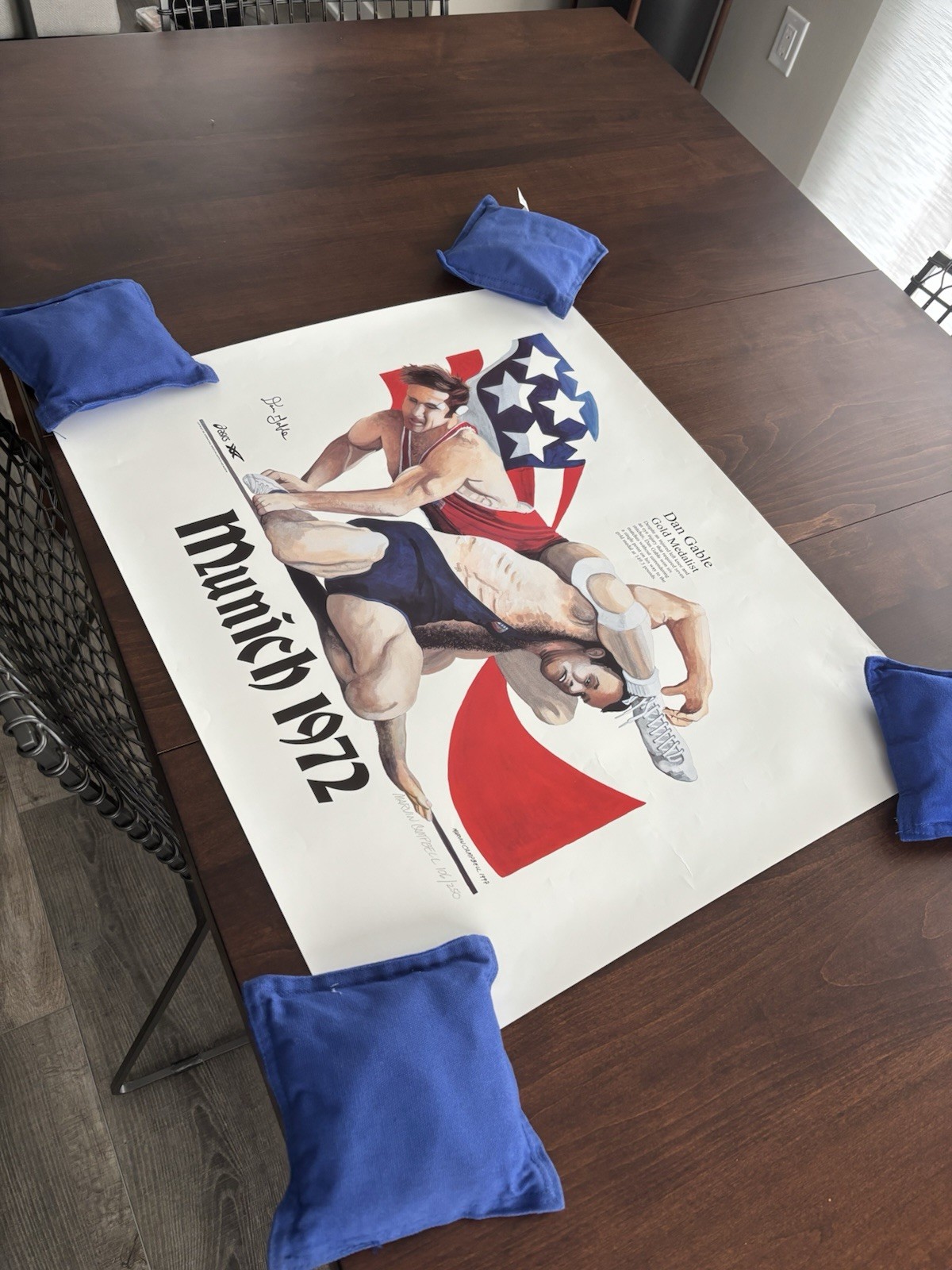 Autographed Dan Gable Gold Medalist, Munich ‘72, Vintage Print, 24”x20”, 106/250