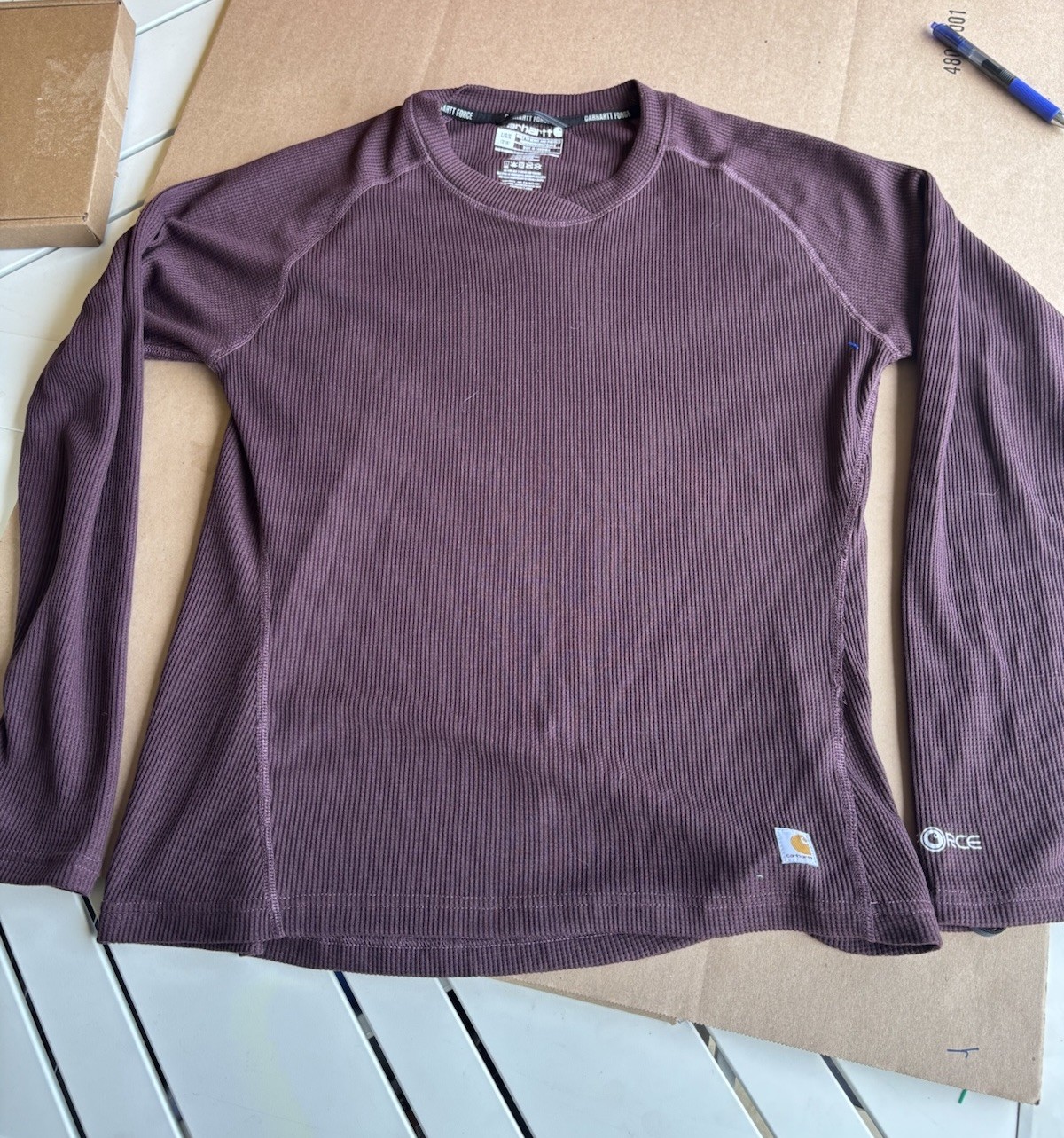 Carhartt Force Mens Large Mahogany Burgundy Waffle Knit Base Layer Thermal Shirt Carhartt Force Mens Large Mahogany Burgundy Waffle Knit Base Layer Thermal Shirt