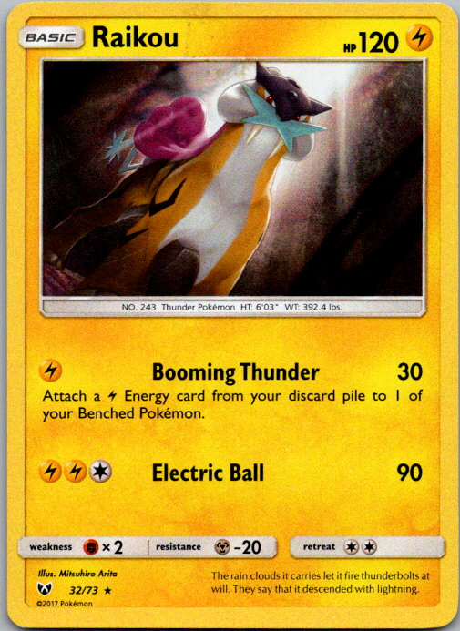 Raikou Holo Rare Shining Legends 32/73 LP Raikou Holo Rare Shining Legends 32/73 LP