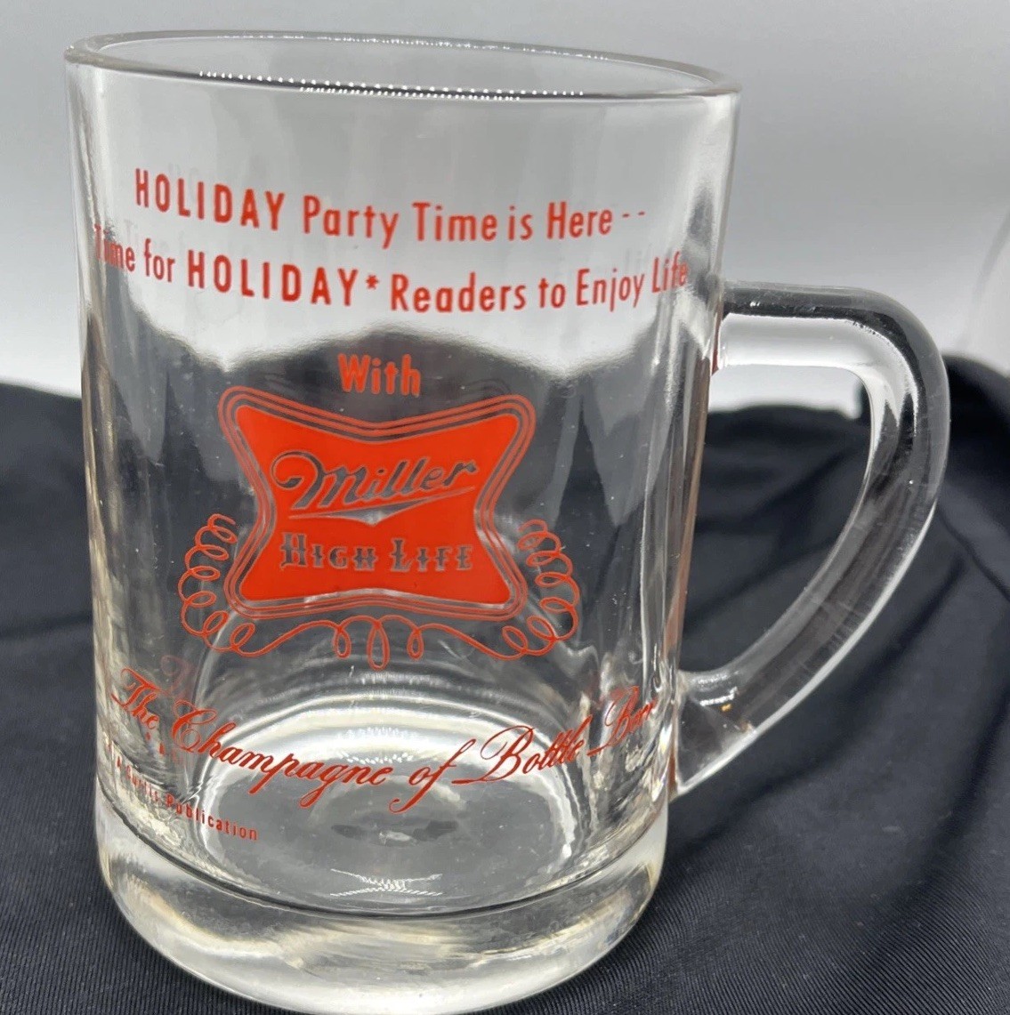 Vintage Miller High Life Heavy Beer Mug HOLIDAY PARTY TIME IS HERE