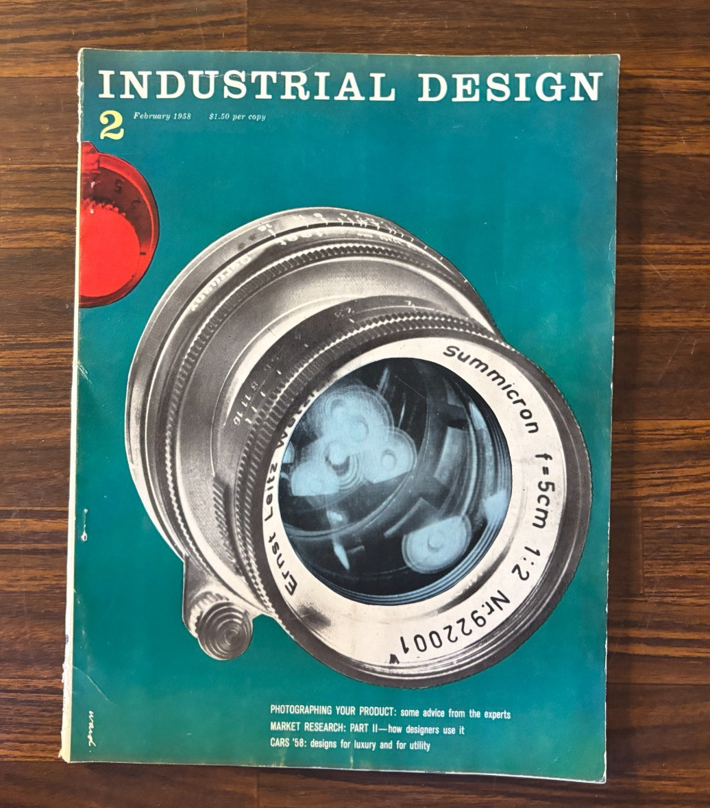 Industrial Design Magazine February 1958 Leica Summicron Lens Cover Mid-Century