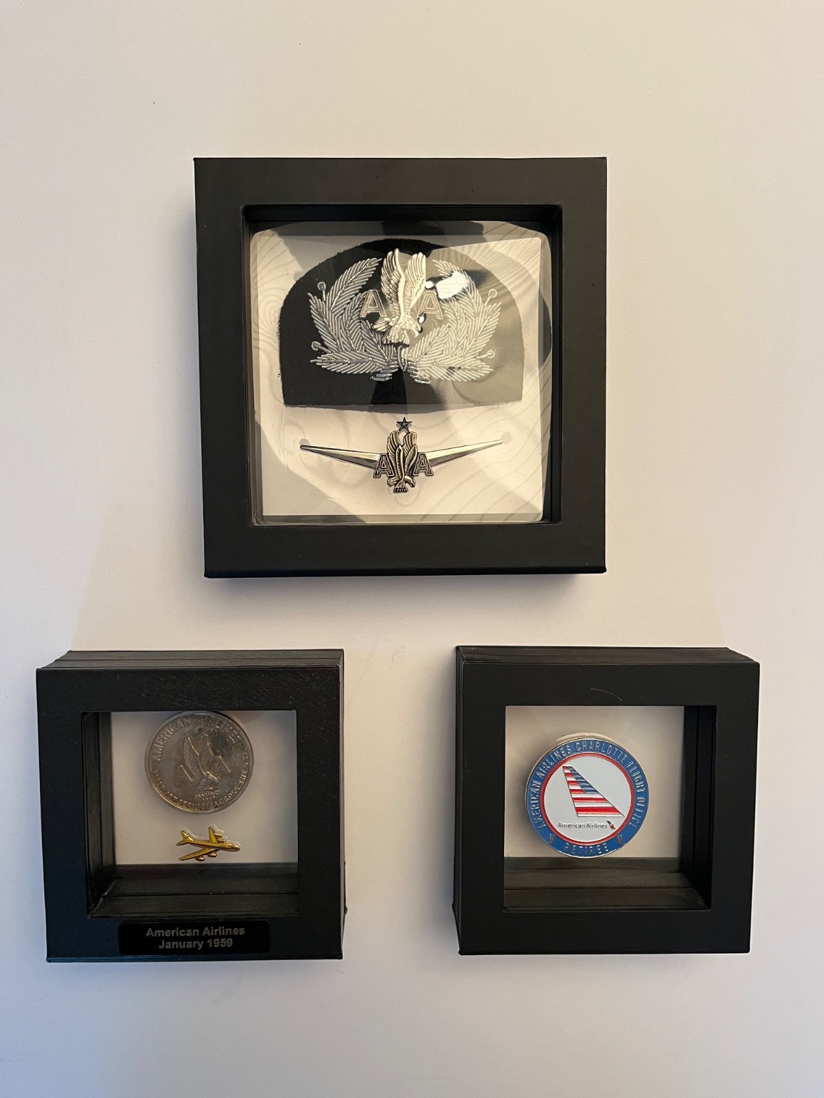 Vtg American Airlines Captain Pilot Wings Bullion Cap Badge 1959 Medal CLT Coin