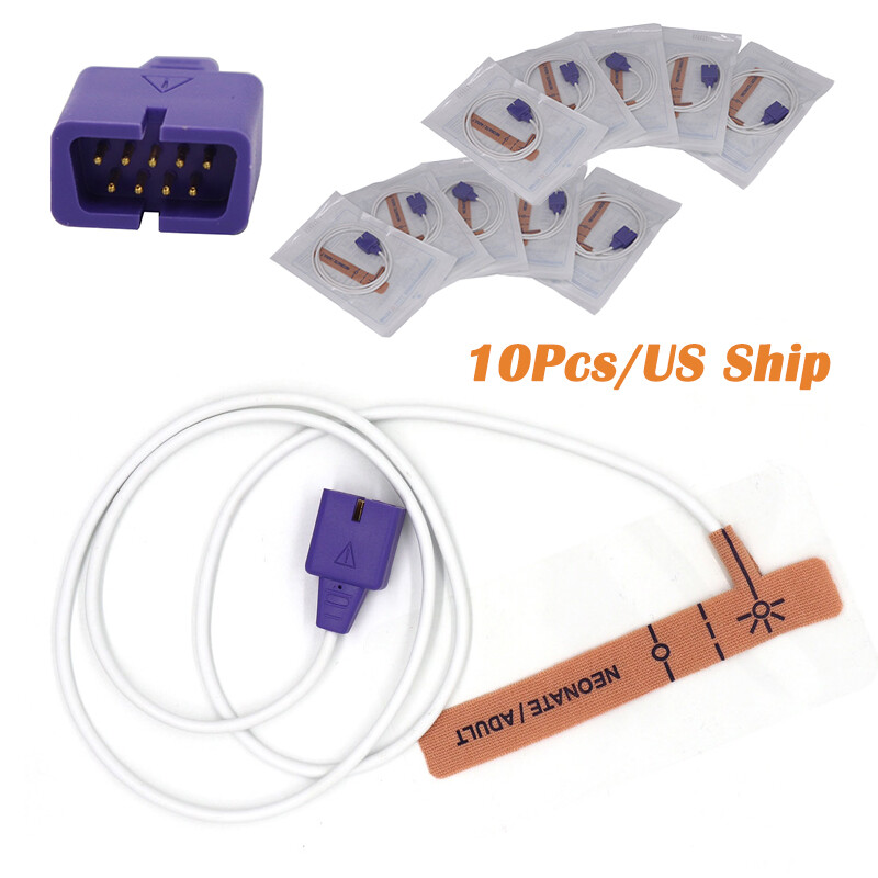 10Pcs 9Pin Disposable Neonate/Adult Oximax SpO2 Sensor Compatible for Nellcor,US 10Pcs 9Pin Disposable Neonate/Adult Oximax SpO2 Sensor Compatible for Nellcor,US