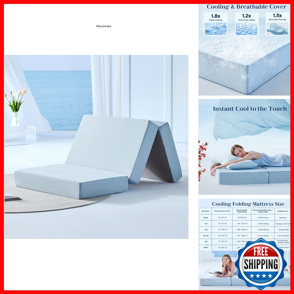 Lazyzizi Cooling Folding Mattress,6 Inch Foldable Mattress Memory Foam Cold Lazyzizi Cooling Folding Mattress,6 Inch Foldable Mattress Memory Foam Cold