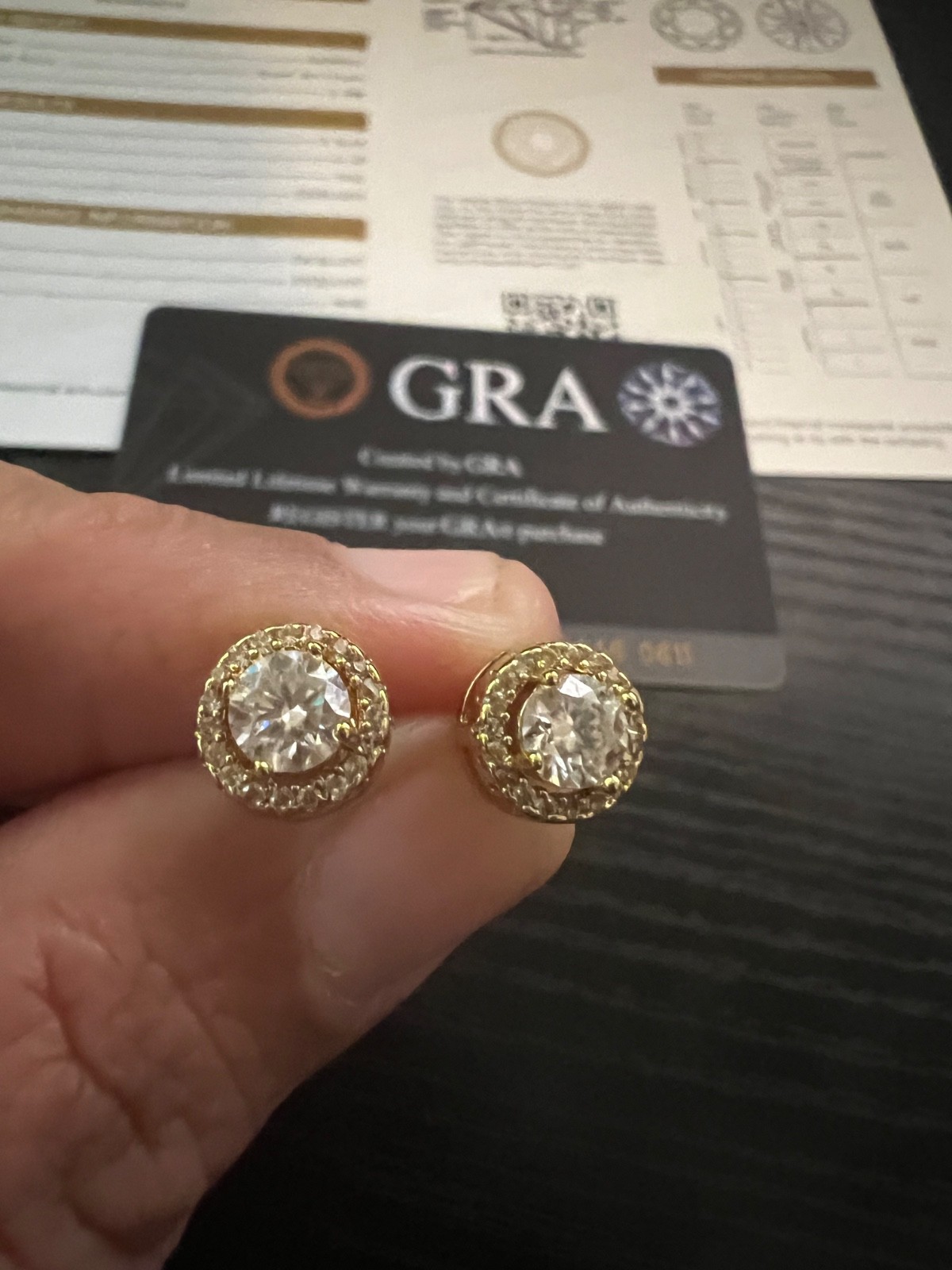 14K Gold Moissanite Halo Stud Earrings – GRA Certified – Round Cut 14K Gold Moissanite Halo Stud Earrings – GRA Certified – Round Cut