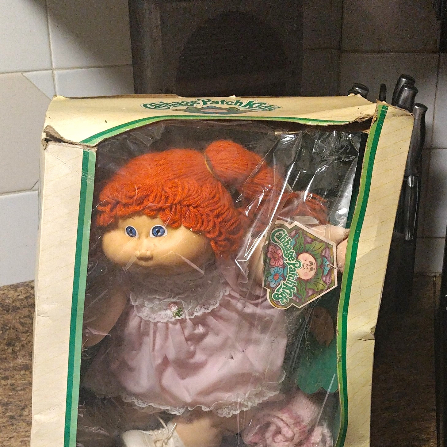 Cabbage Patch Kids 1984 Vintage 16in Girl Doll Red Curly Hair Blue Eyes Box