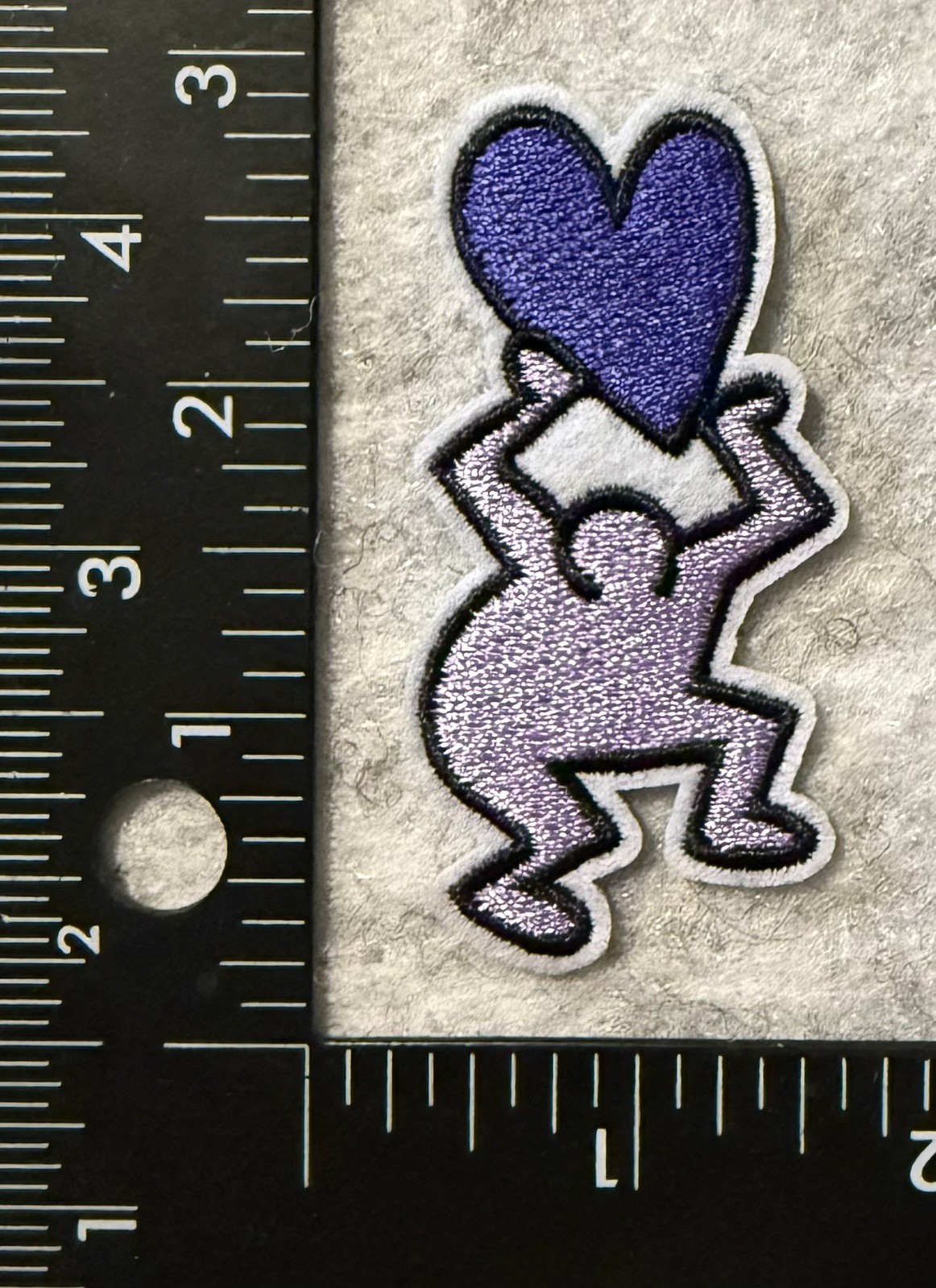 Lot of 1 Keith Haring Heart Love Purple Figure Pop Art Patch Lot of 1 Keith Haring Heart Love Purple Figure Pop Art Patch