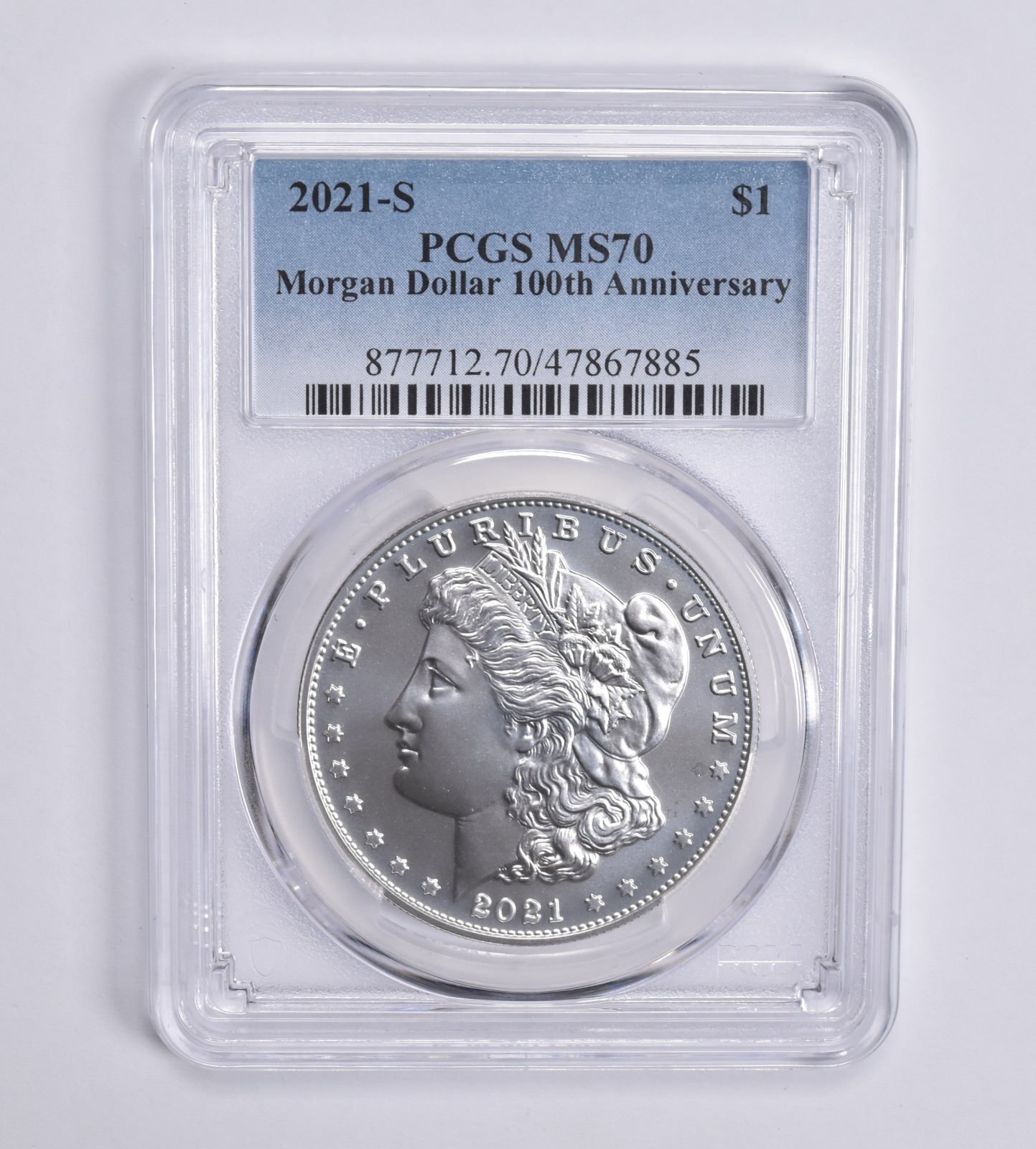 2021-S Morgan Silver Dollar MS70 PCGS 100th Anniversary Blue Lbl 2021-S Morgan Silver Dollar MS70 PCGS 100th Anniversary Blue Lbl