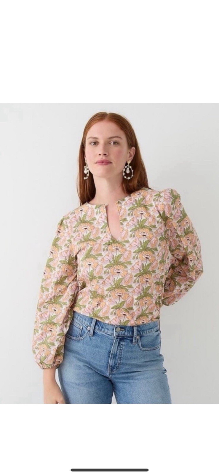 NWT J.Crew size S Liberty blouse in butterfield poppy  print cotton pullover