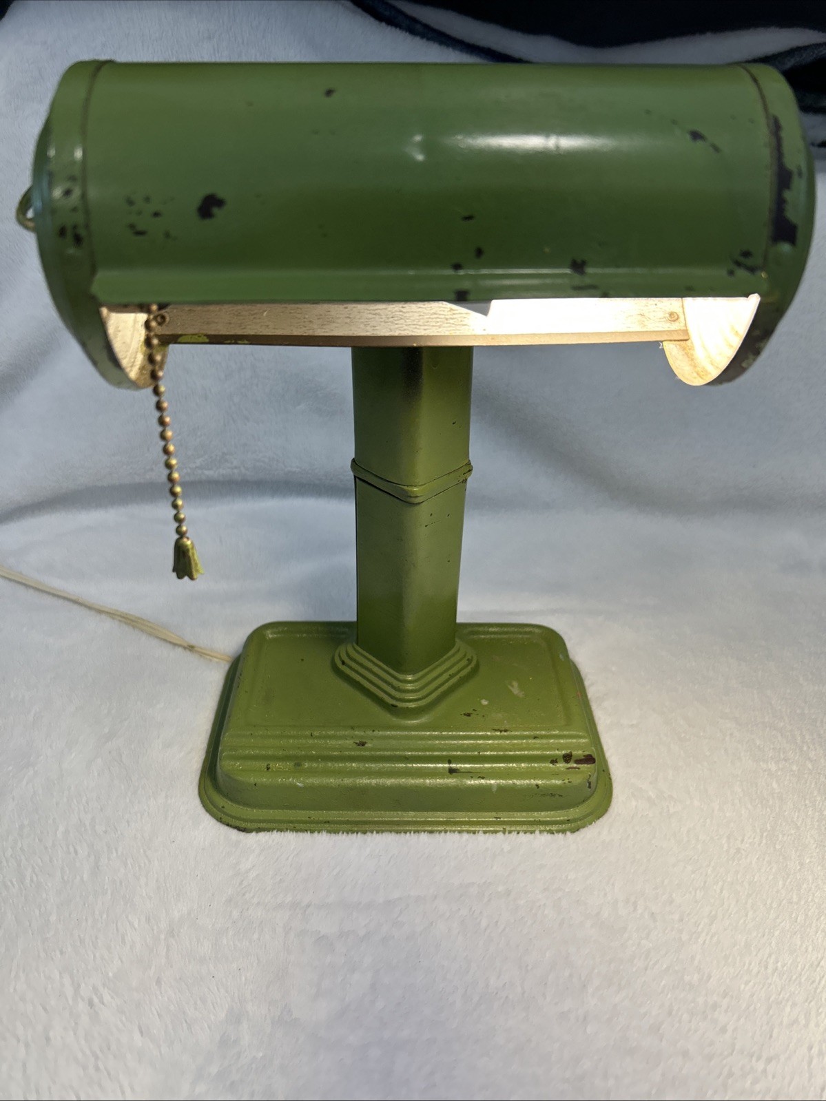 Vintage 1930s Art Deco Executive Desk Lamp Atlas Appliance Cast Iron Green WORKS