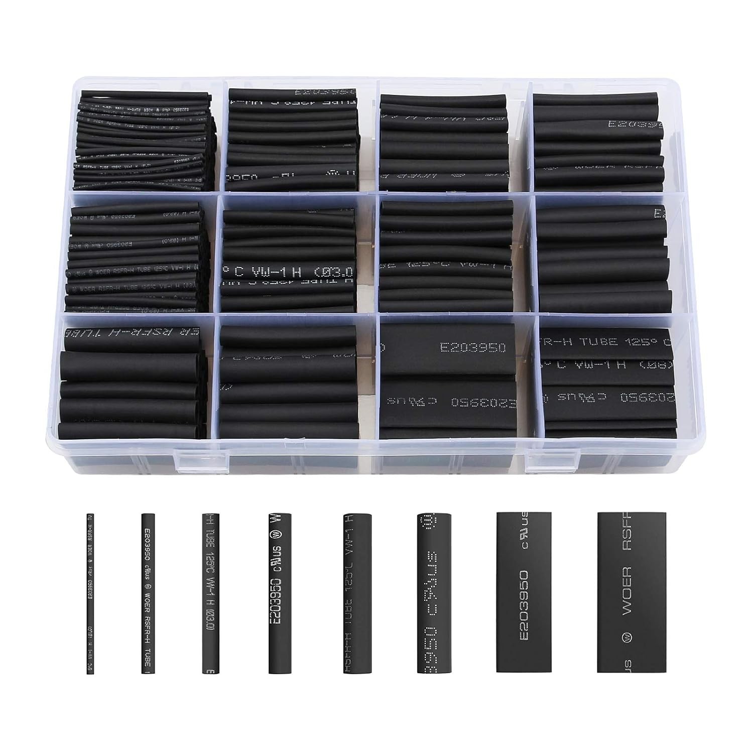 650pcs Heat Shrink Tubing Black innhom Tube black, 650pcs Heat Shrink Tubing Black innhom Tube black,