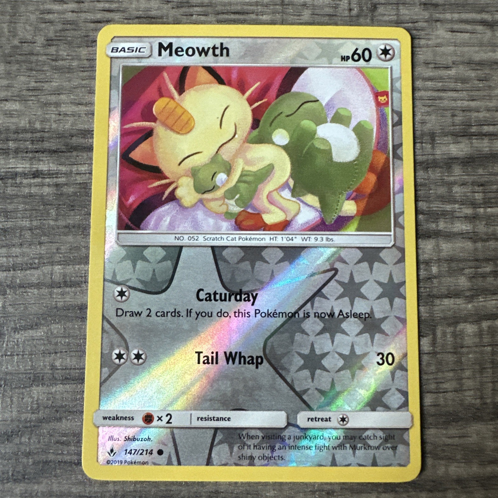 Meowth 147/214 Sm-Unbroken Bonds Reverse Holo Pokemon TCG Meowth 147/214 Sm-Unbroken Bonds Reverse Holo Pokemon TCG