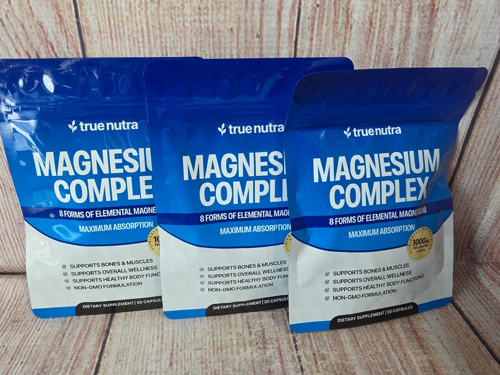 3x True Nutra Magnesium Complex 30 capsules (90 Total) - Expires: 04/2028