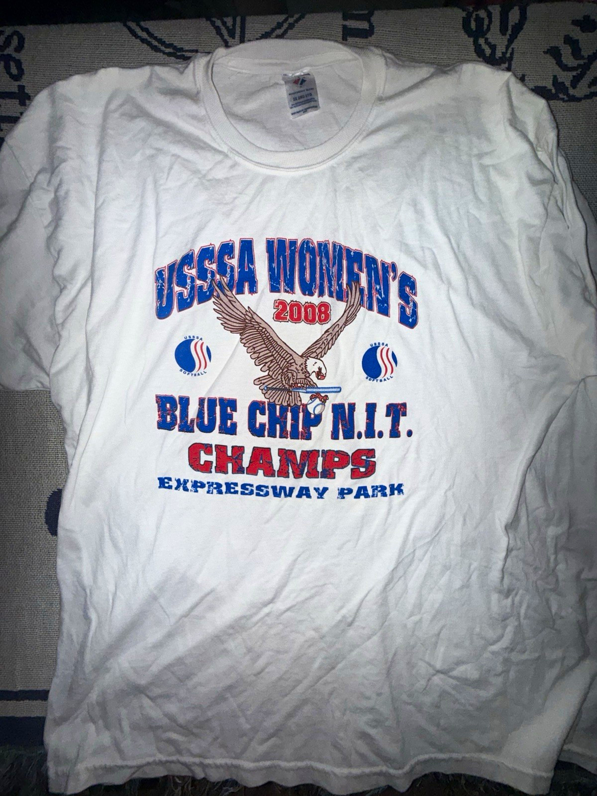 Jezees Heavyweight 2008 Blue Chip N.I.T. Champs Graphic T-Shirt White Mens 2XL Jezees Heavyweight 2008 Blue Chip N.I.T. Champs Graphic T-Shirt White Mens 2XL