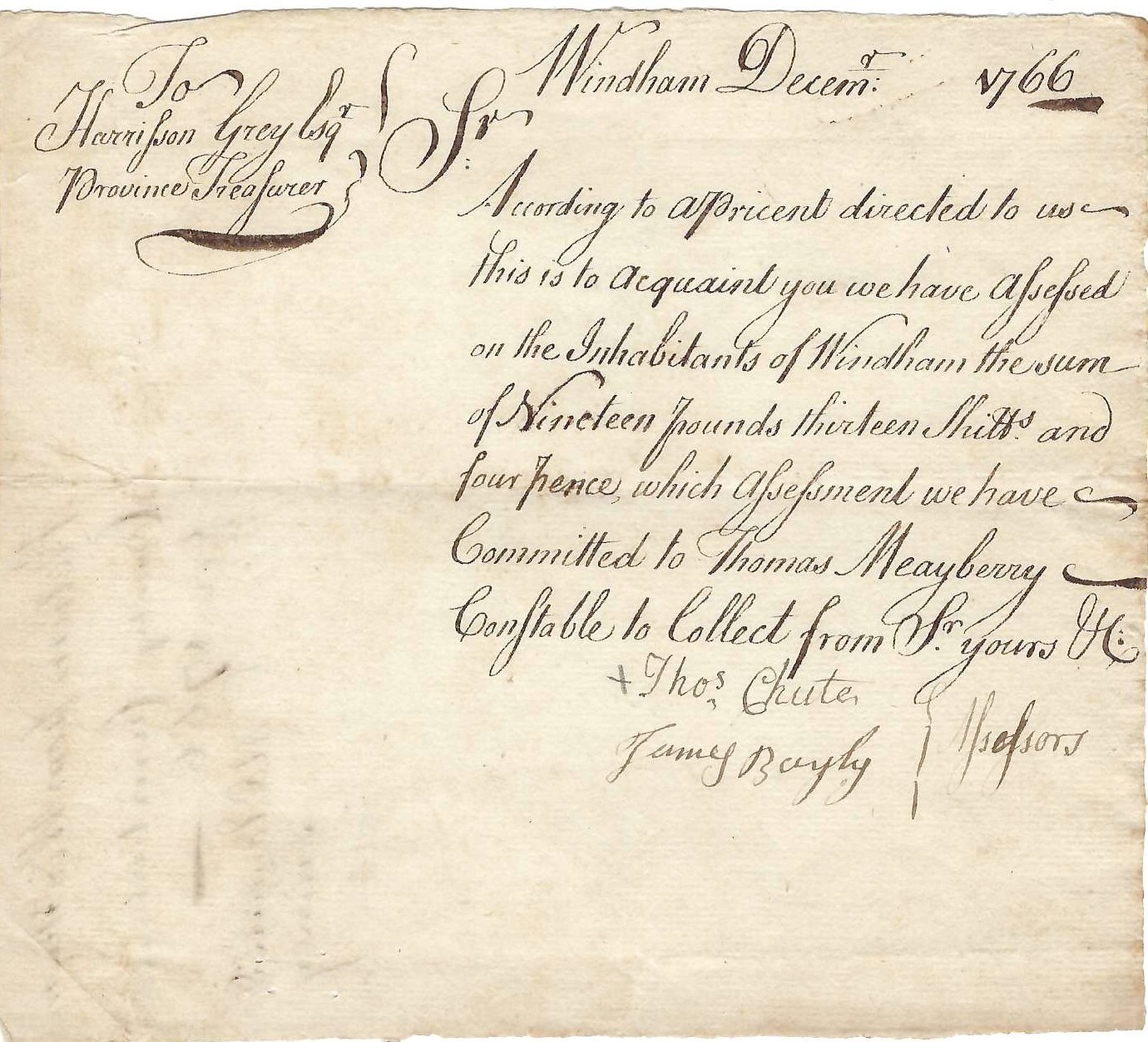Colonial Windham Tax Document Signed After Intense Anger Over Stamp Act Crisis