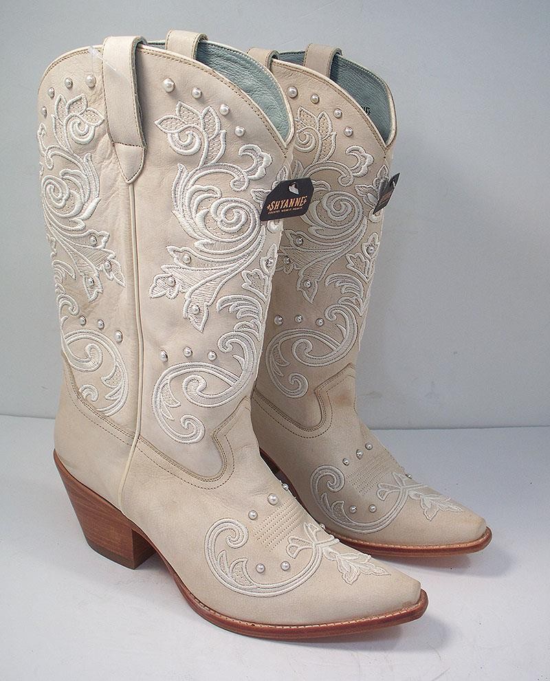 Shyanne Women\'s 11 B Cream Denisse Western Boots Snip Toe