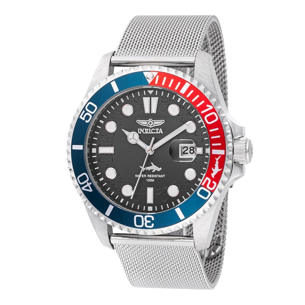 Invicta Pro Diver Curve 47176 Men's Quartz Watch Black Dial Blue/Red Bezel
