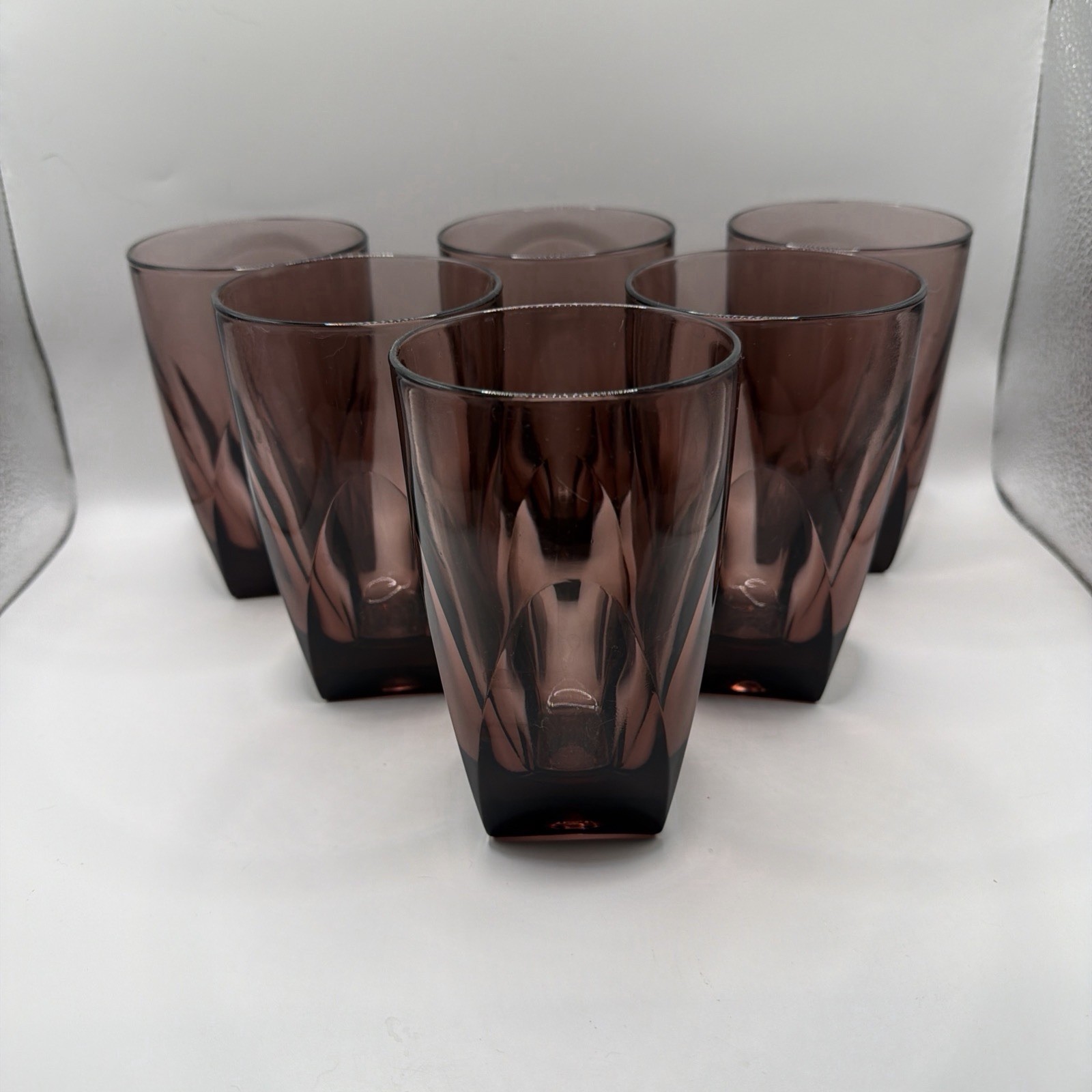 Vintage MCM Colony Vanity 12oz Amethyst Purple Lowball Glass 5” Set Of 6 Glows