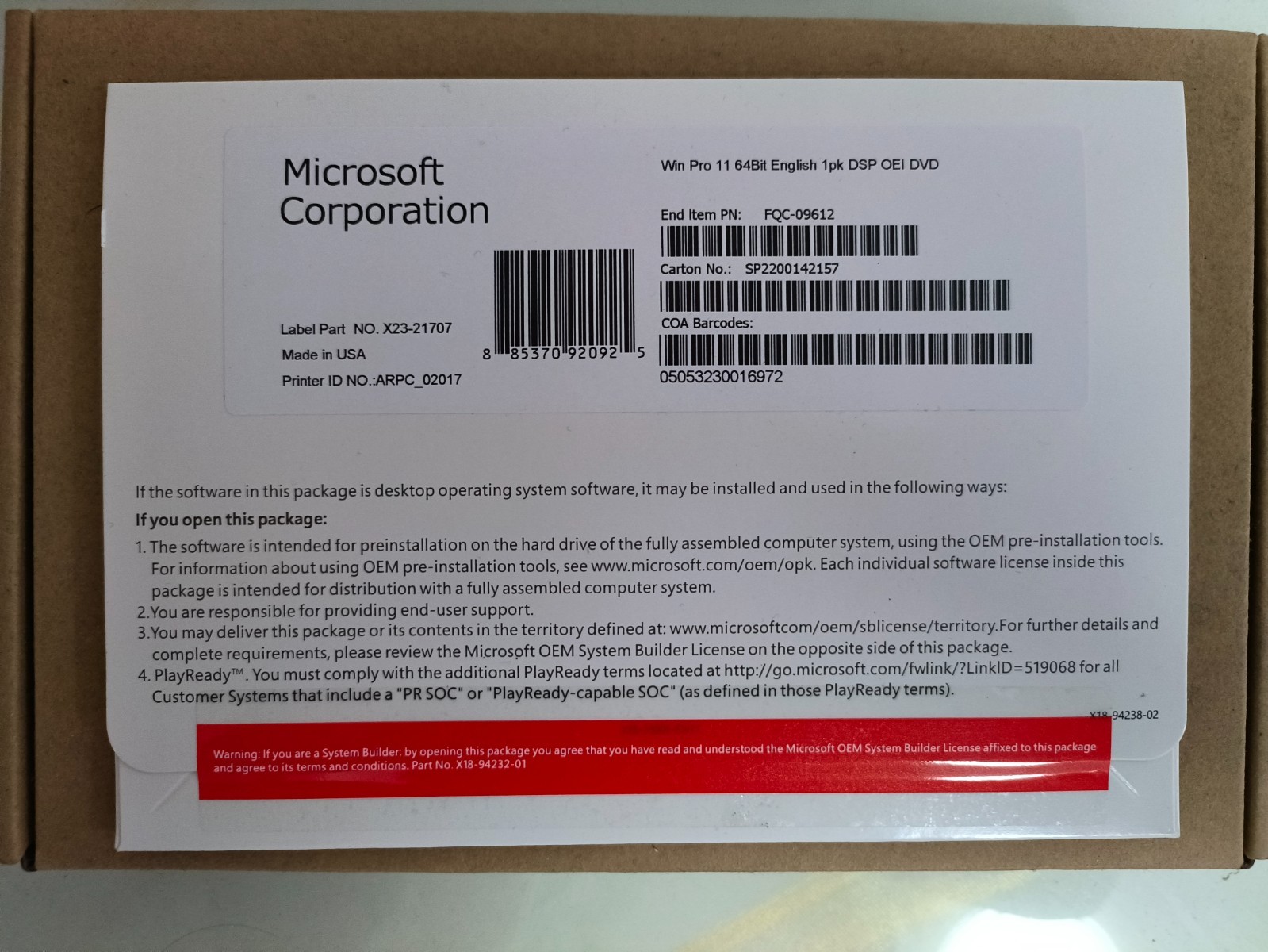 Microsoft Windows 11 pro 64 bit DVD and KEY Freeshipping
