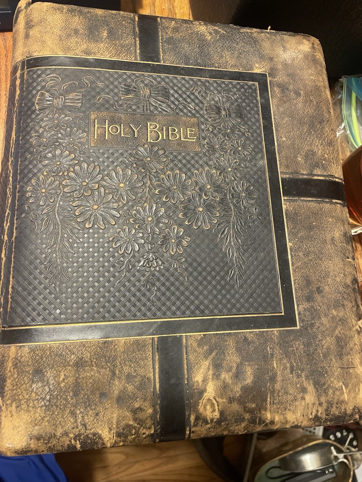 MASSIVE 15 LB Antique 1880s Victorian Family Bible Cranston & Stowe KJV Folio