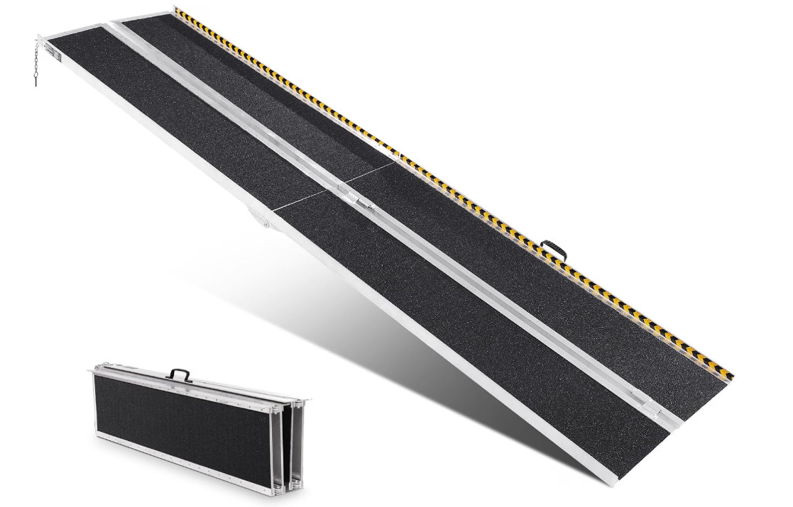 VEVOR Portable Wheelchair Ramp 10FT Non-Slip Aluminum Folding Handicap Ramp Home VEVOR Portable Wheelchair Ramp 10FT Non-Slip Aluminum Folding Handicap Ramp Home