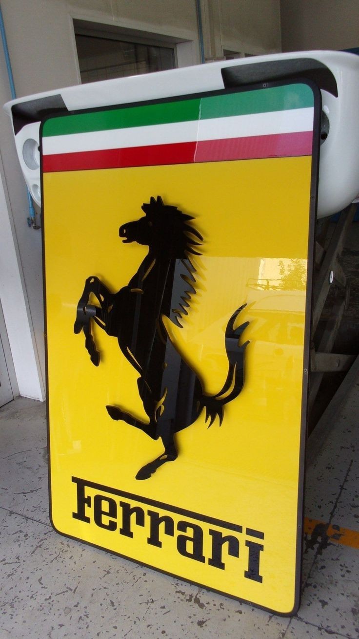 Ferrari Style Wall Sign 80cm – 3D Metal Horse Logo Garage Decor Luxury Car Decor