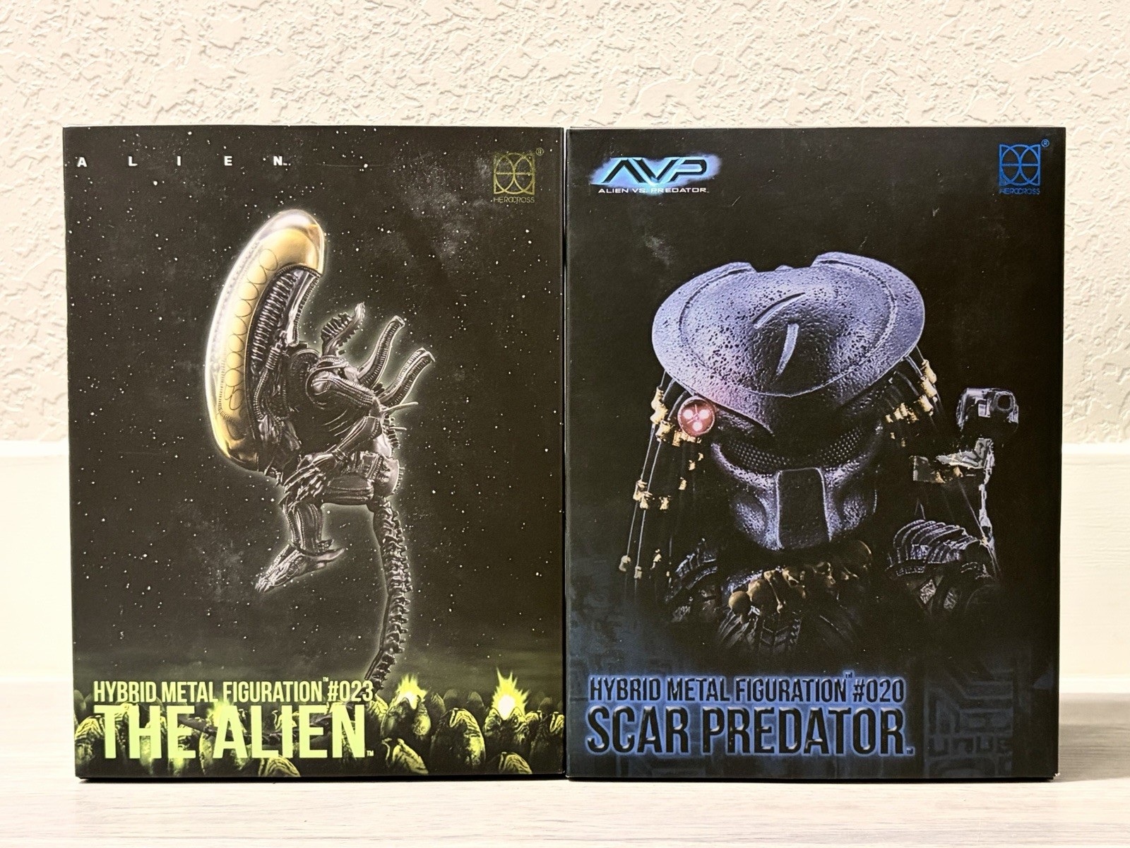 HEROCROSS Hybrid Metal #023 Alien #020 Scar Predator Action Figure Set NIB HTF