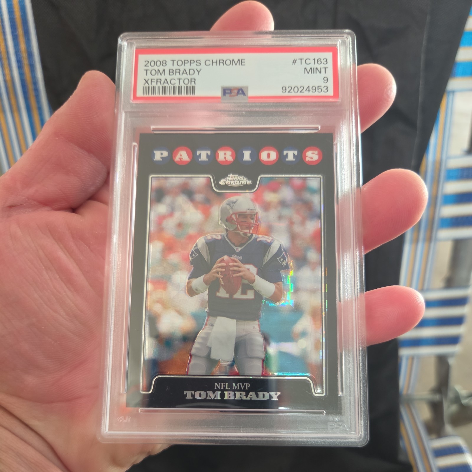 2008 TOPPS CHROME XFRACTOR #TC163 TOM BRADY PSA 9