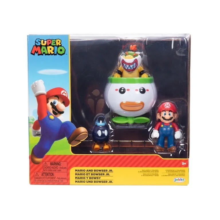 2025 JAKKS Pacific Super Mario 2-Figure Set - MARIO VS BOWSER JR (w/ Bob-Omb)