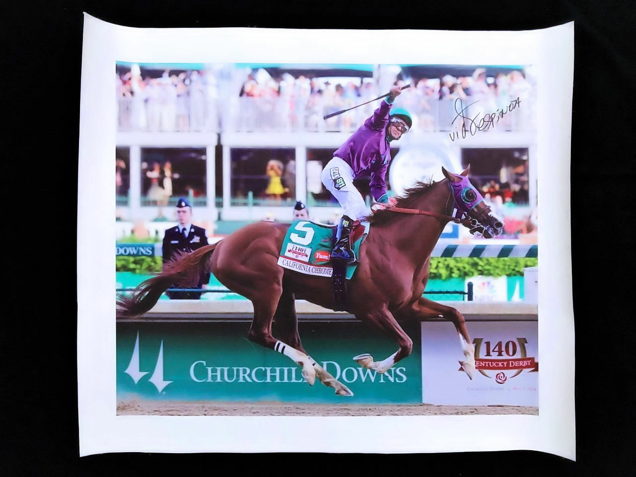 CALIFORNIA CHROME VICTOR ESPINOZA SIGNED PRINT POSTER CANVAS 20X24 HORSE RACING