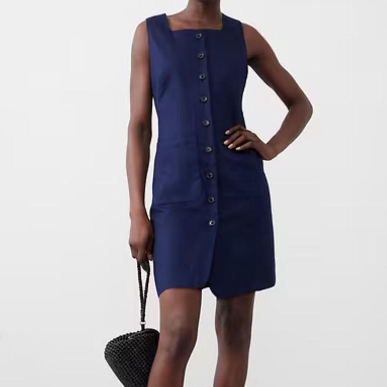 Banana Republic Women\'s Navy Blue Linen-Blend Square-Neck Mini Dress Medium NWT