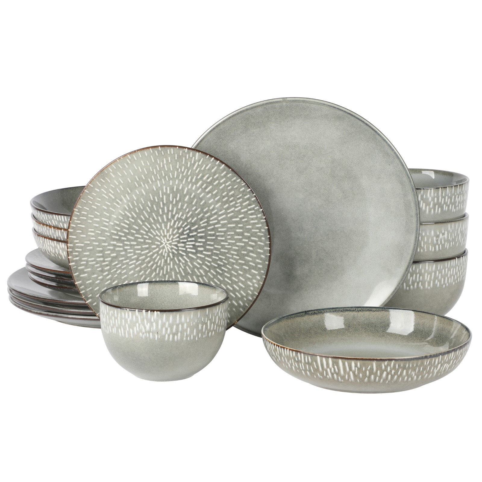 Gibson Elite Matisse 16-Piece Reactive Stoneware Dinnerware Set - Green