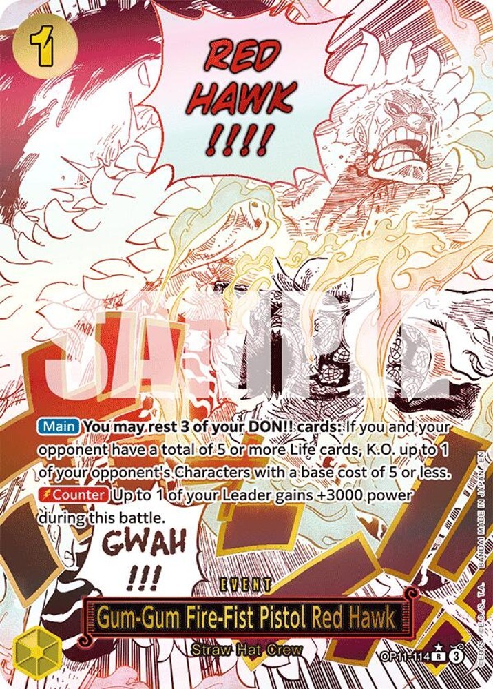 Gum-Gum Fire-Fist Pistol Red Hawk (Alternate Art) Foil [OP11 - OP11-114]