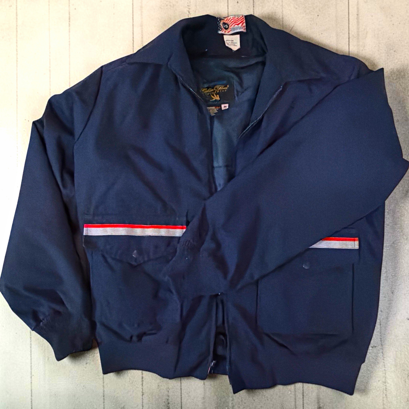 Vintage RARE USPS Postal Uniform Jacket Blue Size M Nylon with stripes Vintage RARE USPS Postal Uniform Jacket Blue Size M Nylon with stripes