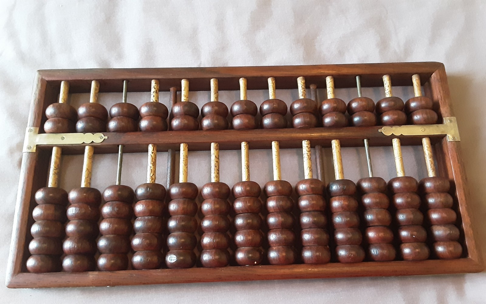 Vintage Chinese Wood Huanghual Abacus Count from Front & Back Vintage Chinese Wood Huanghual Abacus Count from Front & Back