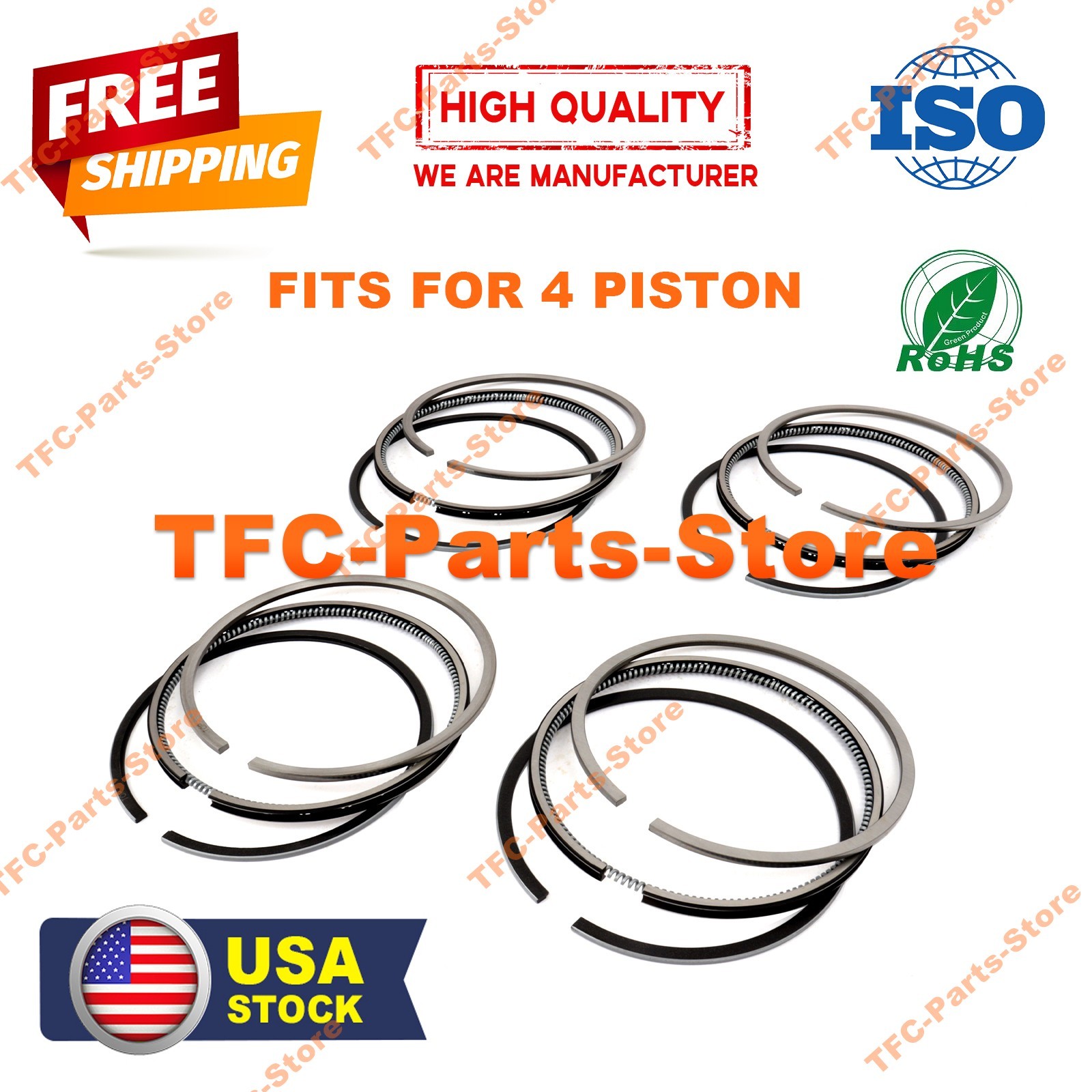 4× Piston Ring Set STD 91.10mm For HYUNDAI D4BB D4BA D4BC H1 H100 23040-42210