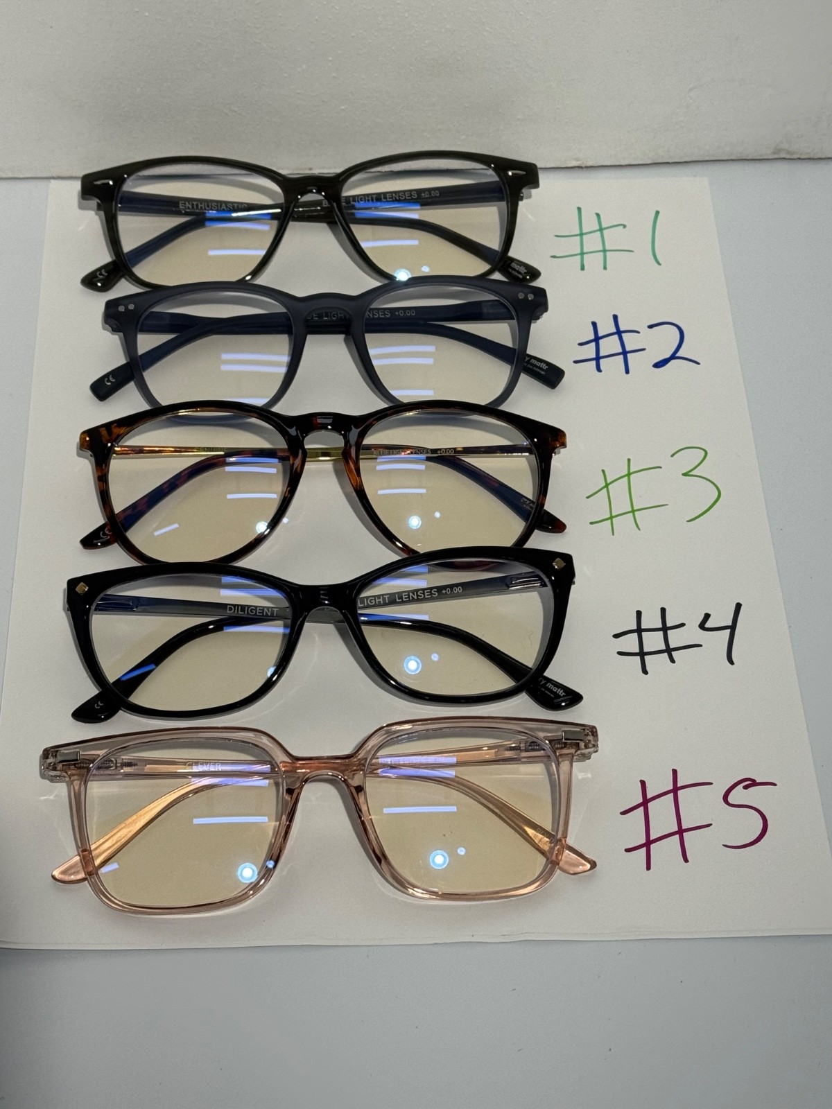 MIX & MATCH 3 PAIRS Gry Mattr 5 diff color/styles Blue Light Blocking Eyewear +0