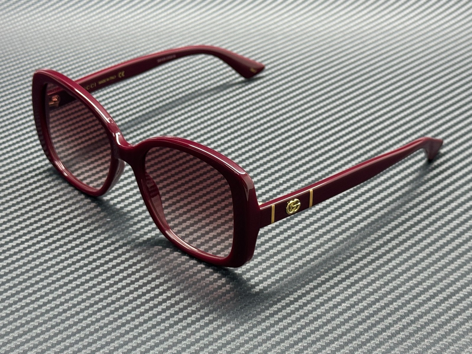 GUCCI GG0762S 003 Burgundy Rectangle Women\'s 56 mm Sunglasses