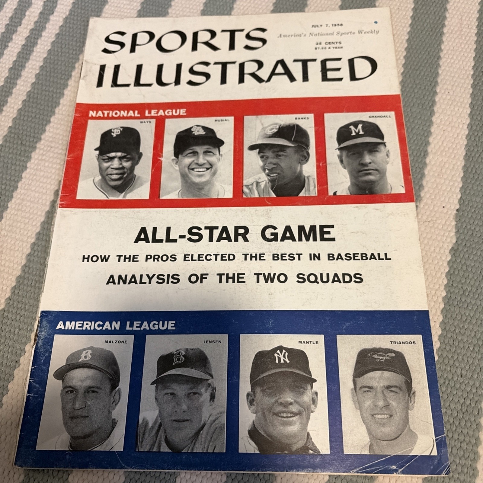 Sports Illustrated Newsstand July 7 1958 Mantle Mays Musial Banks Sports Illustrated Newsstand July 7 1958 Mantle Mays Musial Banks