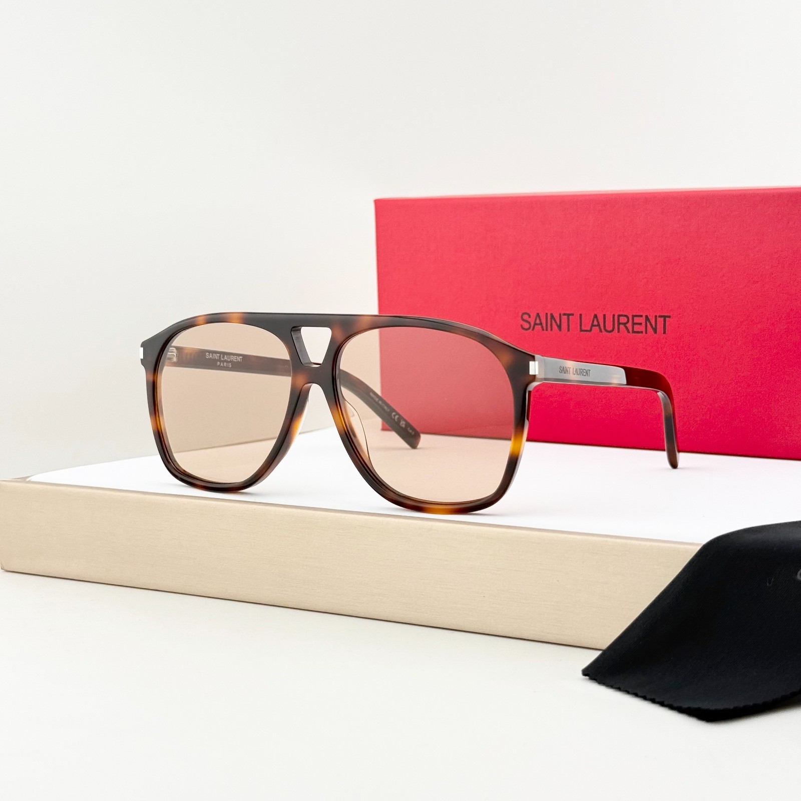 Saint Laurent SL 596 DUNE Havana Brown Aviator Sunglasses 58-14-145