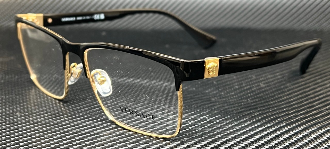 VERSACE VE1285 1443 Black Gold Men\'s 56 mm Eyeglasses