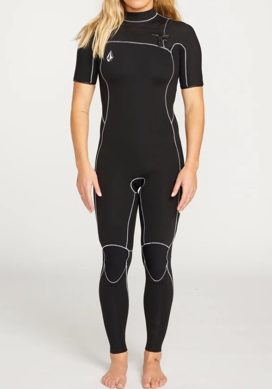 VOLCOM Women\'s 2mm Chest Zip SS Wetsuit - BLK - Size 8 - NWT