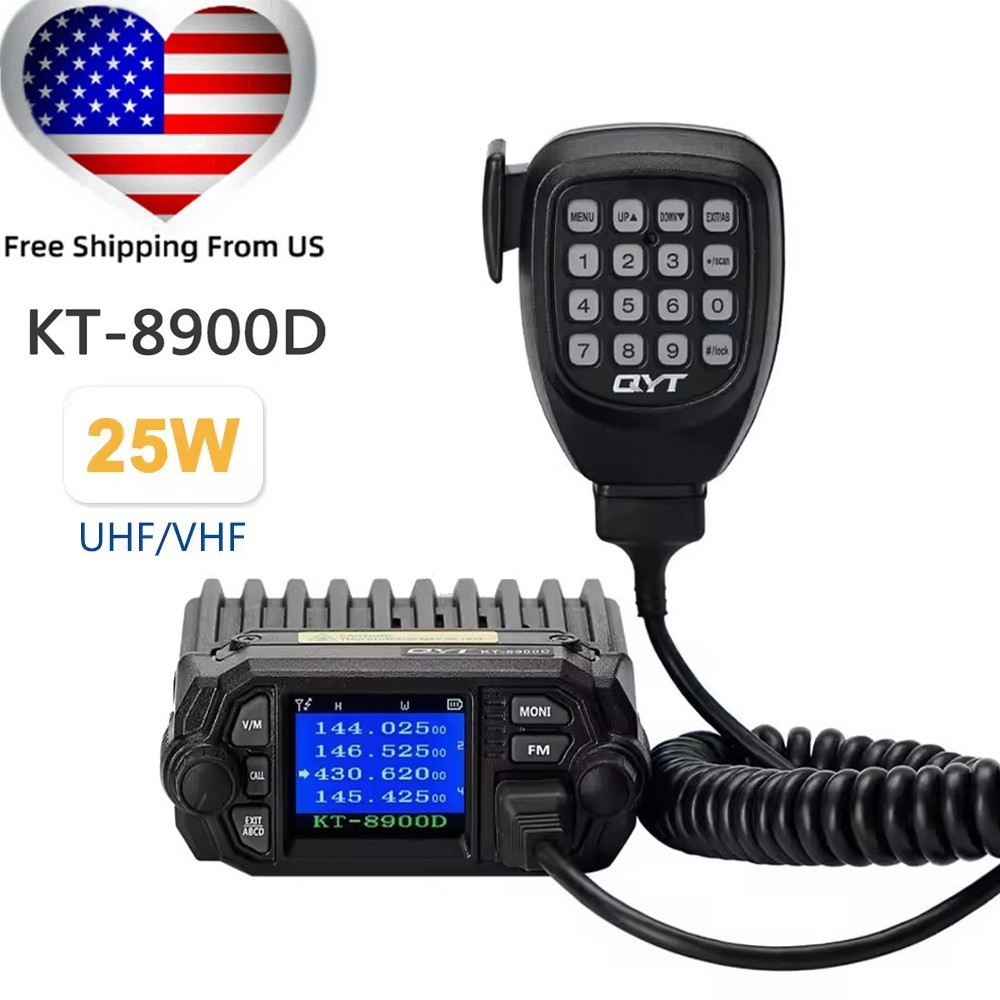QYT KT-8900D UHF VHF Dual Band Car Mobile Radio 25W CTCSS/DCS Walkie Talkie QYT KT-8900D UHF VHF Dual Band Car Mobile Radio 25W CTCSS/DCS Walkie Talkie